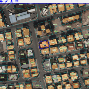 PAL Maps parcel search showing cadastral and planning details over satellite imagery, Cyprus