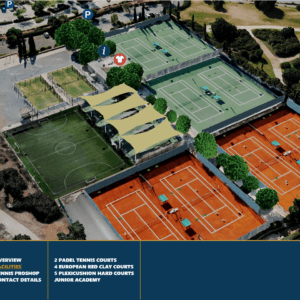 Aphrodite Hills tennis, padel and clay courts captured in 3D
